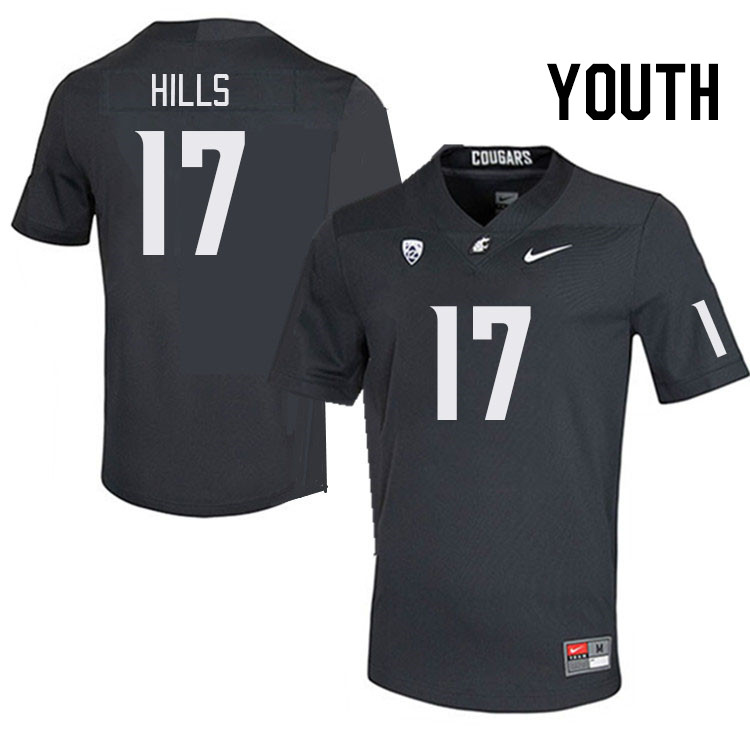 Youth #17 Brandon Hills Washington State Cougars College Football Jerseys Stitched Sale-Charcoal - Click Image to Close
